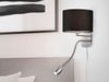 LED Wandleuchte Silber matt mit Stoffschirm Schwarz & Leselampe, Höhe 23,5cm Bild 5