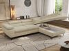 MKS Möbel 'Pablo L-Form' Ecksofa mit Schlaffunktion, verstellbare Kopfstützen, Creme, Struktur, T25 Topper, Rechts Bild 3