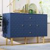 Kommode 120x40x83 cm mit 2 Türen, 3 Schubladen und verstellbarem Fachboden, Marineblau Bild 2