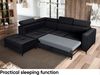 MEBLINI Schlafcouch mit Bettkasten - DORIAN - 263x232x89cm Links - Schwarz Samt - Ecksofa mit Schlaffunktion - Sofa mit Relaxfunktion und Kopfstützen - Couch L-Form - Eckcouch - Wohnlandschaft Bild 5
