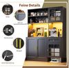 MODFU Hochschrank Küchenschrank Sideboard (mit LED-Beleuchtung & Stauraum für Staubsaugerroboter, Retro-Design mit Glastüren, 1-St, 130x45x180 cm) Bild 3