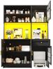 MODFU Hochschrank Küchenschrank Sideboard (mit LED-Beleuchtung & Stauraum für Staubsaugerroboter, Retro-Design mit Glastüren, 1-St, 130x45x180 cm) Bild 4