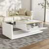 Couchtisch, Spanplatte mit Glasplatte & LED-Beleuchtung, 100x50x32,5 cm, Weiß Bild 5