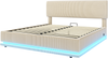 Polsterbett 160x200 cm ohne Matratze, Beige, Cordstoff, mit LED, USB-C, Stauraum und höhenverstellbarem Kopfteil Bild 4