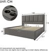 Polsterbett 140×200 cm mit hydraulischem Bettkasten und USB-Ladestation, Grau Bild 5