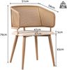 Merax Esszimmerstuhl (Set, 2 St), 2er Set Polsterstühle mit Rattan-Rückenlehne, Sitzkissen aus PU-Leder, bequem und atmungsaktiv, beige Bild 4