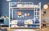 Etagenbett 90x200/90x190 cm, Metalll mit Ausziehbett, vier Seitengitter, Leiter, weiß, EN 747 Bild 3