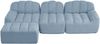 3-Sitzer Sofa 288×165×79 cm aus Granuliertes Fleece rahmenlos modular mit Ottomane, blau Bild 5