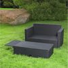 Feel2Home Garten-Essgruppe Gartensofa Fußbank Lounge Polyrattan Outdoor Garnitur versch. Farben, (Set, Sofa & Ottomane), Kissen inkl. Reißverschluss daher abnehm- und waschbar Bild 4