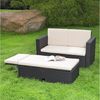 Feel2Home Garten-Essgruppe Gartensofa Fußbank Lounge Polyrattan Outdoor Garnitur versch. Farben, (Set, Sofa & Ottomane), Kissen inkl. Reißverschluss daher abnehm- und waschbar Bild 3