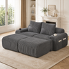 Modulares Cordsofa für 2 Personen (mit 2 Hockern), Getränkehalter, Tasche, Dunkelgrau Bild 1