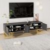 TV-Lowboard 170 x 40 x 45,5 cm mit 4 Türen – TV-Schrank in Grauschwarz aus Spanplatte mit goldfarbenen Füßen Bild 2