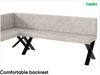 MEBLINI Eckbank für Esszimmer mit ausziehbarem Tisch - Küchenbank - Essecke - Sitzecke Küche - ERIC - X-Beine 142x196x87cm Links - Beige Samt/B Weiß Matt Bild 5
