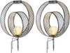 2er Set LED Solarleuchten Dekorstanzungen in Silber & Crackleglas, Höhe 42cm Bild 2