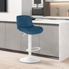 Barhocker PONOR - Stoff Blau 50x50x85 cm Weiß | Barstuhl Höhenverstellbar Mit Lehne Drehbar Tresenhocker Tresenstuhl Kneipenhocker Kneipenstuhl Bild 2