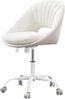 Schminktisch Stuhl, Drehstuhl mit Wippfunktion, Homeoffice Stuhl aus belüftetem Sherpa Stoff und Polyurethan, Geeignet für Schlafzimmer, Büro und Wohnzimmer, Beige-Weiß Bild 2