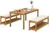 3 tlg Gartenmöbel-Set, Sitzgarnitur inkl 1 Esstisch mit Schirmloch, 2 Bänke 150 x 85 x 75 cm Teak Bild 2