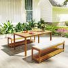 3 tlg Gartenmöbel-Set, Sitzgarnitur inkl 1 Esstisch mit Schirmloch, 2 Bänke 150 x 85 x 75 cm Teak Bild 4