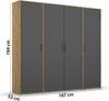 rauch Kleiderschrank; Drehtürenschrank VOYAGER, 4-türig, Graumetallic/Eiche Artisan, 187x194x53xcm Bild 4