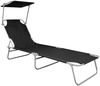 vidaXL Klappliege mit Sonnendach Schwarz Aluminium 47770 Bild 2