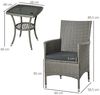 Outsunny Sitzgruppe mit Sitzkissen, (Sitzgarnitur, 3-tlg, Gartenmöbel Set), Grau 60 x 58,5 x 89,5 cm Bild 3