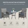 Outsunny Sitzgruppe mit Sitzkissen, (Sitzgarnitur, 3-tlg, Gartenmöbel Set), Grau 60 x 58,5 x 89,5 cm Bild 4