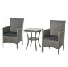Outsunny Sitzgruppe mit Sitzkissen, (Sitzgarnitur, 3-tlg, Gartenmöbel Set), Grau 60 x 58,5 x 89,5 cm Bild 2