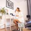 Relaxdays Runder Sitzhocker mit Stoffbezug Bild 4