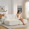 2-Sitzer Schlafsofa H 78 x T 186 x B 154 cm aus Kordstoff in Beige mit Getränkehalter und Seitentasche Bild 4