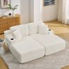 2-Sitzer Schlafsofa H 78 x T 186 x B 154 cm aus Kordstoff in Beige mit Getränkehalter und Seitentasche Bild 3