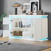 Sideboard mit LED-Beleuchtung & gehärteten Glastüren, 140 x 40 x 84 cm, Weiß Bild 3