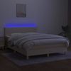 Boxspringbett mit Matratze & LED Stoff Creme 140x200 cm Bild 4