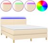 Boxspringbett mit Matratze & LED Stoff Creme 140x200 cm Bild 2