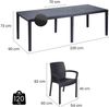 Dmora Loungeset für draußen Arret, ausziehbares Outdoor-Tisch mit 4 Stühlen, Gartentisch und Sitzgelegenheiten in Rattan-Optik, 100 % Made in Italy, Anthrazit Bild 3