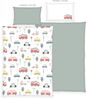 Herding babybest Flanell-Bettwäsche-Set, Fahrzeuge, Kopfkissenbezug 40x60 cm, Bettbezug 100x135 cm, 100% Baumwolle/Flanell, Grün Bild 3