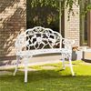Yaheetech 2-Sitzer Gartenbank mit Rosenmuster, wetterfestes Metall, 78,5 x 99,5 x 57 cm, Weiß Bild 2