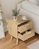 Nachttisch Rattan Beistelltisch Holz Schublade Schlafzimmer Wohnzimmer Gelb Bild 4