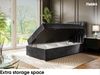 MEBLINI Boxspringbett DALIA 90x200 cm mit Bettkasten - H4/Schwarz Samt Gepolstert Einzelbett mit Topper & Taschenfederkern-Matratze - 90x200 Links Bild 5