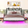 Flieks Doppelbett 140x200cm mit Kopfteil, Schwebebett mit LED-Beleuchtung & Ladestation, Schwarz Bild 2
