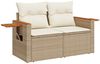 vidaXL 10-tlg. Garten-Sofagarnitur mit Kissen Beige Poly Rattan Akazie 3327642 Bild 5