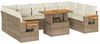 vidaXL 10-tlg. Garten-Sofagarnitur mit Kissen Beige Poly Rattan Akazie 3327642 Bild 2