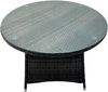 Fimous 6-Sitzer Rattan Gartenmöbel Set Polyrattan Essgruppe Gartenlounge Wetterfest Stühle Runde Tische mit Glas für Terrasse;Dunkelgrau Gemischt(6 Stühle+Groß Runder Tisch) Bild 3