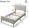 BlingBin Polsterbett (Einzelbett mit Lattenrost & verstellbarem Kopfteil – Leinen), Jugendbett 90 x 200 cm Bild 3