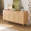 Merax Sideboard mit goldenen Akzenten und Stauraum (1 St, 140 x 38 x 75 cm), Kommode mit gewölbten Türpaneelen & verstellbaren Einlegeböden Bild 3