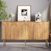 Merax Sideboard mit goldenen Akzenten und Stauraum (1 St, 140 x 38 x 75 cm), Kommode mit gewölbten Türpaneelen & verstellbaren Einlegeböden Bild 5