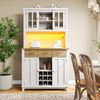 Küchenschrank 106x40x179,5 cm mit LED-Beleuchtung, 6 Ablagefächern und Weinregal in Natur/Weiß Bild 5