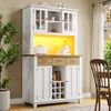 Küchenschrank 106x40x179,5 cm mit LED-Beleuchtung, 6 Ablagefächern und Weinregal in Natur/Weiß Bild 3
