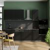 Küchenzeile Fame-Line Schwarz gestreift/Anthrazit 300 cm mit Hochschrank, ohne Arbeitsplatte Vicco Bild 4