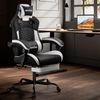 Gaming Stuhl Schwarz ergonomisch mit Fußstütze, Kopfstütze & Lendenwirbelstütze Bild 2