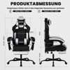Gaming Stuhl Schwarz ergonomisch mit Fußstütze, Kopfstütze & Lendenwirbelstütze Bild 3